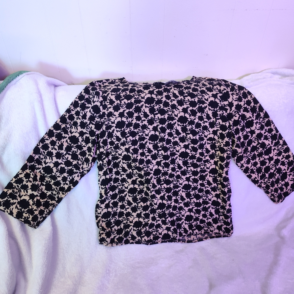 Fashion Union Black and Cream Floral Blouse